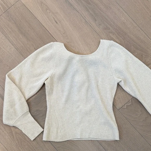 Reformation Cream Ribbed Crew Neck Sweater - Picture 2 of 4